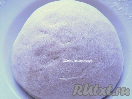 Выливаем в чашу блендера и, постепенно всыпая муку, замешиваем тесто. Оно должно вобрать в себя всю муку и не липнуть к чаше блендера. Накрываем его пищевой плёнкой и оставляем в теплом месте на час.
