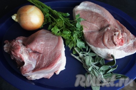 Это набор на немецкую колбасу - мясо+шалфей+петрушка.
