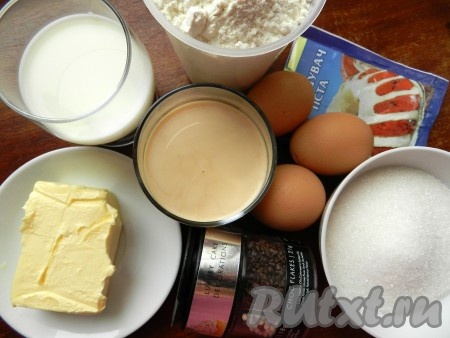 Ингредиенты для приготовления кекса с кусочками шоколада