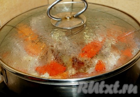 Закрыть крышкой и тушить рагу 25 минут.
