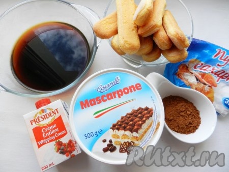 Ингредиенты для приготовления тирамису без яиц