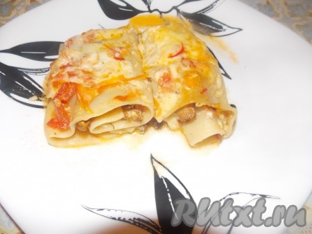 Рулеты из листов лазаньи с лисичками