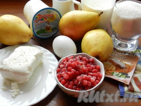 Ингредиенты для приготовления творожного пирога с грушами