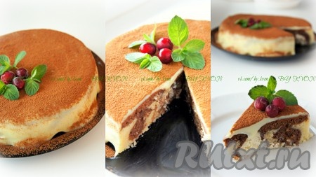 Приготовим заварной крем. Остывший торт "Утренняя роса" обмазать кремом, посыпать какао-порошком и украсить по вашему вкусу.
