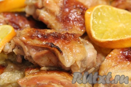 Курица с яблоками и апельсинами