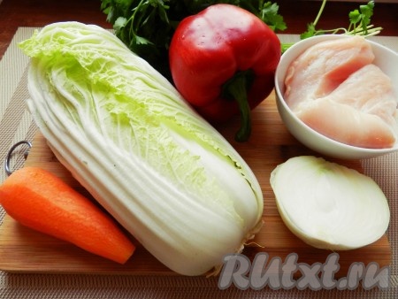 Ингредиенты для приготовления пекинской капусты с куриной грудкой
