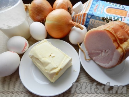 Ингредиенты для приготовления киша с ветчиной