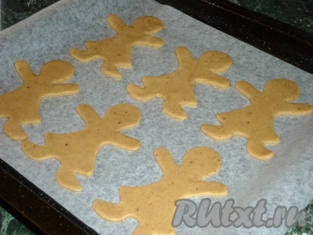 Духовку разогреть до температуры 180 градусов. Имбирное печенье выложить на противень, застеленный пергаментом.