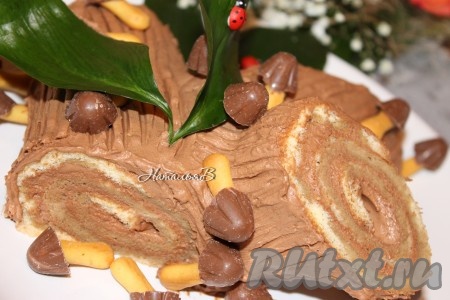 Торт-рулет "Рождественское полено"