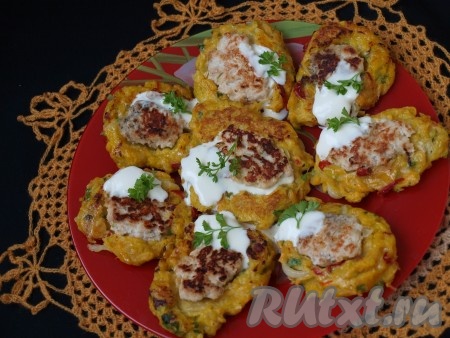 Оладьи из тыквы с куриным фаршем
