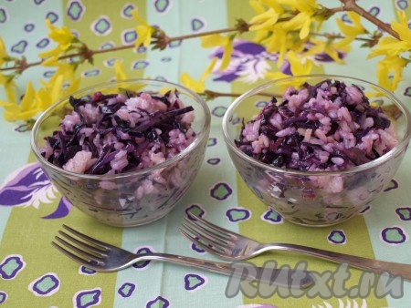 Салат с рисом и краснокочанной капустой