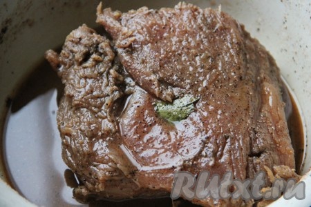 Куриное филе помыть и обсушить полотенцем, обвалять&nbsp;в специях. Специи можете брать совершенно любые, я использовала только соль, перец и паприку. Хорошо филе извалять в соли и залить все коньяком. Поместить мясо в миску, закрыть ее крышкой и убрать на 12 часов в холодильник. Больше чем на указанное время куриное мясо в соляном растворе держать не стоит.