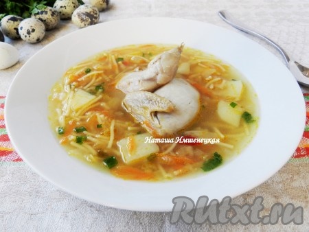 Вкусный суп из перепелок готов. 