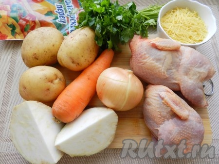 Ингредиенты для приготовления супа с перепелками 