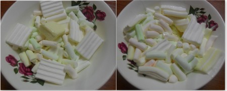 Растапливаем в микроволновой печи маршмеллоу с добавлением масла и лимонного сока примерно 30 секунд. Они увеличатся в размере.
