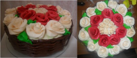 Украшаем торт "Корзина с розами" на Ваше усмотрение и фантазию.
