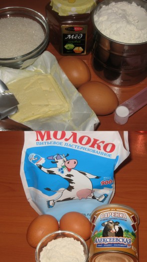 Ингредиенты для приготовления торта "Рыжик" с варёной сгущёнкой