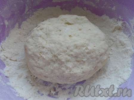 Муку просеять в глубокую миску. В кипяток добавить соль, сахар и растительное масло. Перемешать и сразу же влить в муку. Быстро ложкой замесить тесто, после чего домесить его руками (тесто получается мягким и нежным). Накрыть тесто целлофаном и оставить его на 30-40 минут "отдохнуть".
