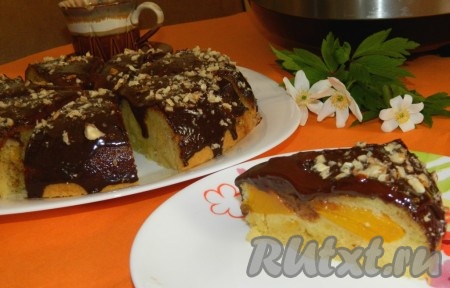 Фруктовая шарлотка  в шоколадной глазури