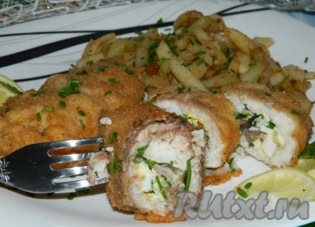 Рыбные рулеты с грибами