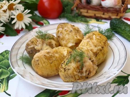 Картошка с надрезами, запечённая в духовке с сыром