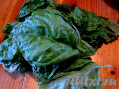 Базилик ополоснём. Листья базилика отделим от стеблей.