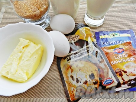 Ингредиенты для приготовления маффинов с кусочками шоколада