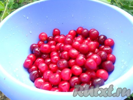 Свежую вишню хорошо вымыть и обсушить.
