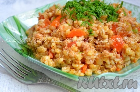 Перловка с фаршем и овощами