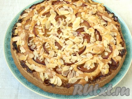 Духовку разогреть до 190 градусов и выпекать пирог с яблоками и сливами 45-50 минут. Готовность проверить деревянной шпажкой. Пирог полностью остудить, извлечь из формы и посыпать сахарной пудрой.