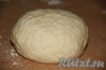 Затем всыпать 300 грамм просеянной муки, добавить соль и хорошо перемешать. Далее, добавляя небольшими порциями оставшуюся муку, замесить эластичное тесто, не липнущее тесто. Вымесить тесто в течение 10 минут.