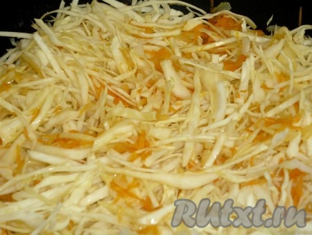 Добавляем к овощам капусту, специи, соль,
