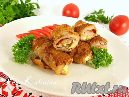 Рулеты из свиной грудинки