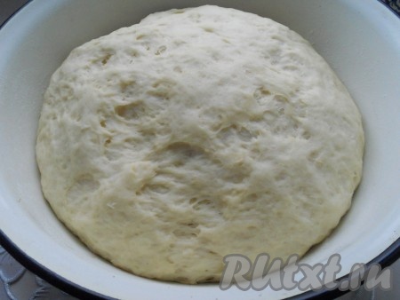 Накрыть посуду с тестом чистым полотенцем и оставить в тепле на 1 час.