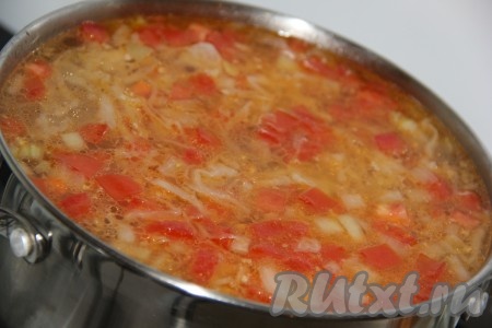 Щи из свежей капусты с помидорами