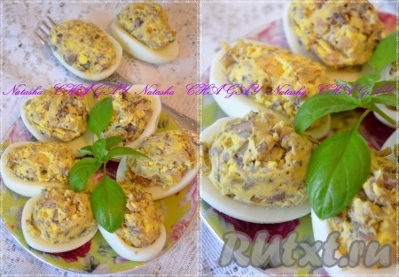 Яйца, фаршированные грибами и луком