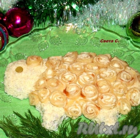 Новогодний мясной салат "Овечка"