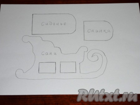 Нужно приготовить заранее из бумаги трафареты саней и оленя. 