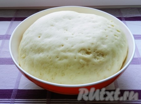 Для замешивания теста вручную, нужно в достаточно глубокой миске смешать тёплое молоко, соль, сахар, ванильный сахар, остывшее сливочное масло и яйца в однородную массу. В отдельной ёмкости соединить 400 грамм муки и дрожжи, перемешать. Смесь муки и дрожжей начать постепенно всыпать в смесь молока, яиц и масла, каждый раз хорошо перемешивая. Вначале перемешивать тесто ложкой, а затем хорошо вымесить его руками, всыпая оставшуюся муку (которую мы не смешивали с дрожжами) по мере необходимости. Добавляя муку, учитывайте, что сдобное тесто должно получиться мягким, приятным в работе, не липнущим к рукам. Старайтесь не забивать тесто лишней мукой. Накрыть миску с тестом полотенцем и убрать для подхода на 1-1,5 часа (до увеличения теста в объёме в 2-3 раза) в тёплое место.