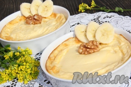 Творожная запеканка с бананом без муки и манки