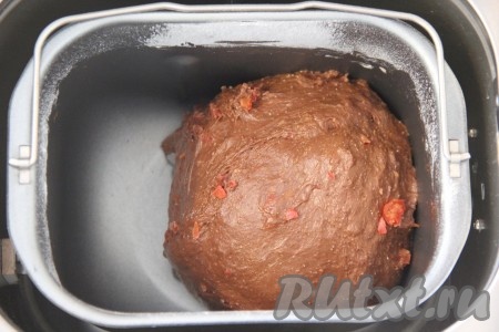 По сигналу хлебопечки добавить вяленую вишню.
