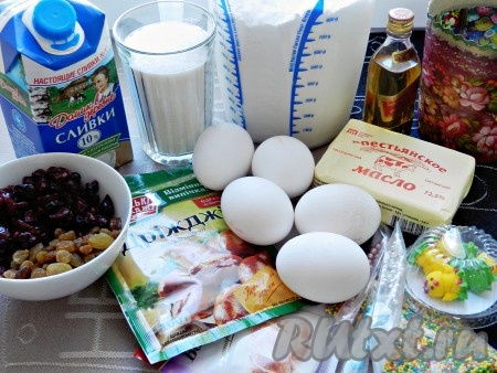 Ингредиенты для приготовления кулича на сливках