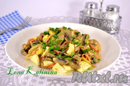 Салат с шампиньонами и морковью