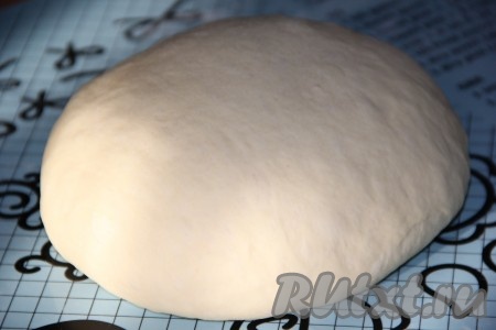 Воду подогреть до 38-40 градусов (я подогрела в микроволновке), вылить в небольшую ёмкость, всыпать дрожжи, перемешать и оставить минут на 10-15 (за это время дрожжи активируются и поверхность смеси запенится). В глубокую миску влить кефир комнатной температуры, добавить растопленное сливочное масло комнатной температуры, запенившуюся дрожжевую смесь, сахар и соль, перемешать. Частями добавляя в получившуюся смесь просеянную муку, замесить мягкое, нежное, не липнущее к рукам тесто. Замешивая тесто, ориентируйтесь на его консистенцию, а не на количество муки. Миску с замешанным тестом накрыть полотенцем и оставить в тепле для подъёма на 1,5 часа. Тесто должно увеличиться в 2-3 раза. Поднявшееся тесто переложить на поверхность, присыпанную мукой, и хорошо обмять.