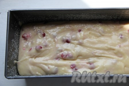 Форму советую смазать сливочным маслом и обсыпать манкой. Выложить тесто в подготовленную форму для выпечки, равномерно распределить. Выпекать кекс со смородиной в разогретой духовке 50-60 минут при температуре 160-180 градусов. Готовность проверить сухой деревянной шпажкой (если после прокалывания кекса шпажка останется без следов теста, значит выпечка готова).
