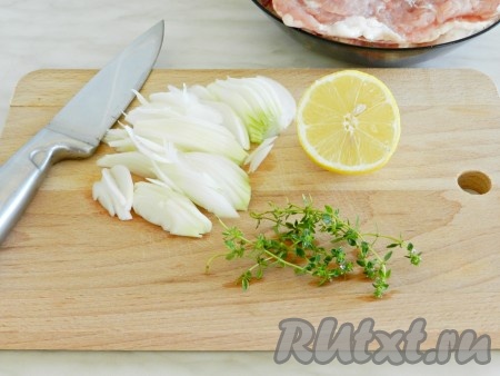 Луковицу тонко нарезать.