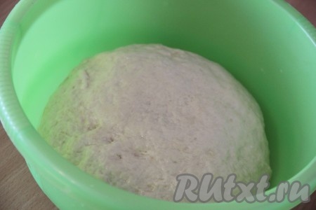 Прежде всего замесим дрожжевое тесто. Для этого воду нужно подогреть примерно до 38-40 градусов, перелить в глубокий стакан, добавить дрожжи, перемешать, оставить минут на 15 в тепле. За это время на поверхности дрожжевой смеси должна появиться пышная шапочка. В объёмной миске соединить кефир комнатной температуры, запенившиеся дрожжи, яйцо, растительное масло, соль, сахар, слегка перемешать столовой ложкой. Начать частями добавлять просеянную муку, перемешивая тесто вначале ложкой. А когда оно начнёт собираться в ком, хорошо вымесить его руками (вымешивать не менее 7-10 минут), добавляя муку только по мере необходимости. Всыпая муку, учитывайте, что тесто должно получиться нежным, мягким, не липнущим к рукам. Миску с тестом накрыть полотенцем и поставить на 1,5 часа в тёплое место (до увеличения в объёме раза в 2).