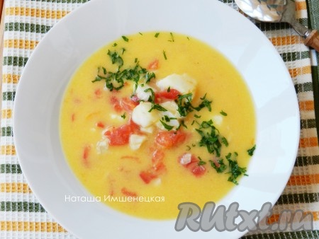 Аппетитный, вкусный суп из трески со сливками готов.
