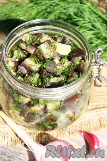 Маринованные баклажаны быстрого приготовления с чесноком и зеленью