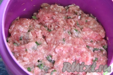 Тщательно перемешать и фарш для формирования фрикаделек готов.